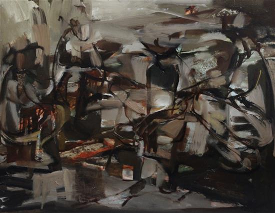 Judy Cassab (b.1920) Camp fire, 23.5 x 32in.